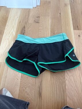 lululemon athletica Black Athletic Shorts with Mint Trim